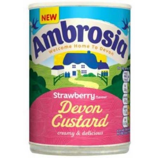 Ambrosia Strawberry Flavour Devon Custard 400g แอมโบรเซีย กลิ่นสตรอเบอร์รี่ เดวอน คัสตาร์ด 400g