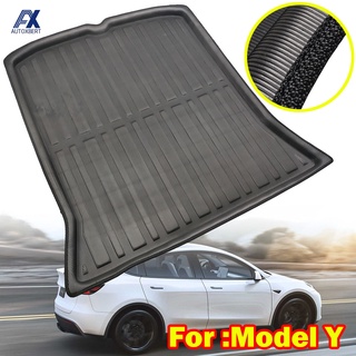 Tesla อุปกรณ์เสริมTailored For Tesla Model Y  2021 Rear Boot Cargo Liner Trunk Floor Mat Tray Luggage Cover rotector Tra