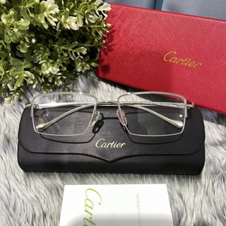 กรอบแว่น cartier วัสดุดีมาก โลหะแน่นมาก เรียบหรู ครึ่งกรอบทรงเหลี่ยม