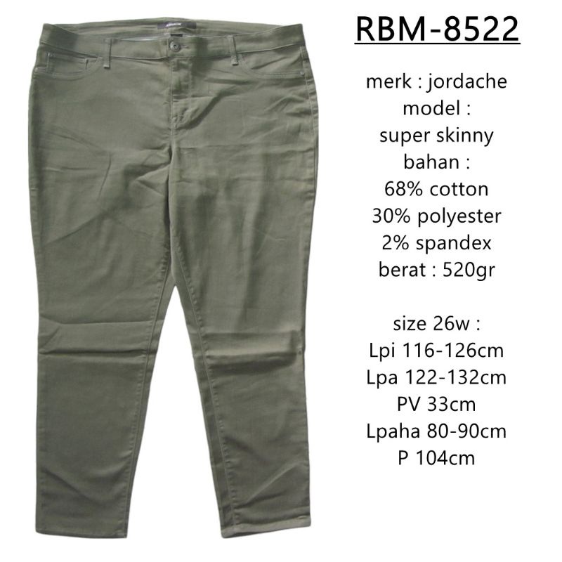 KATUN RBM-8522 ผู้หญิง JORDACHE SUPER SKINNY BRANDED BIGSIZE JUMBO LONG COTTON TROUSERS ขนาด 26W