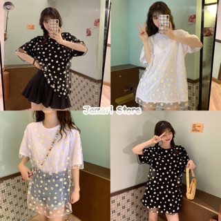 🔥พร้อมส่ง🔥เสื้อยืด 🌼Daisy ซีทรู🌼🍓แนว Over Size🌈สไตล์เกาหลี🌸