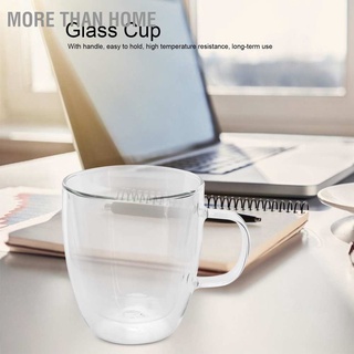 More than Home Double Wall Cup with Handle Transparent Glass Coffee Mug for Hot Cold Beverage Milk Tea