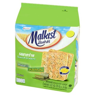 ✨นาทีทอง✨ มอลคิสท์ แครกเกอร์ รสสาหร่าย 18กรัม x 24 ชิ้น Malkist Seaweed Crackers 18g x 24pcs