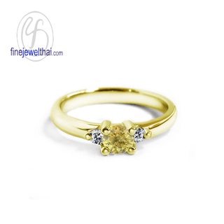 Finejewelthai-แหวนบุษราคัม-แหวนเพชรCZ-แหวนเงินแท้-แหวนพลอยแท้-Yellow-Sapphire-Silver-Ring-R1208yl (เลือกสีตัวเรือนได้)