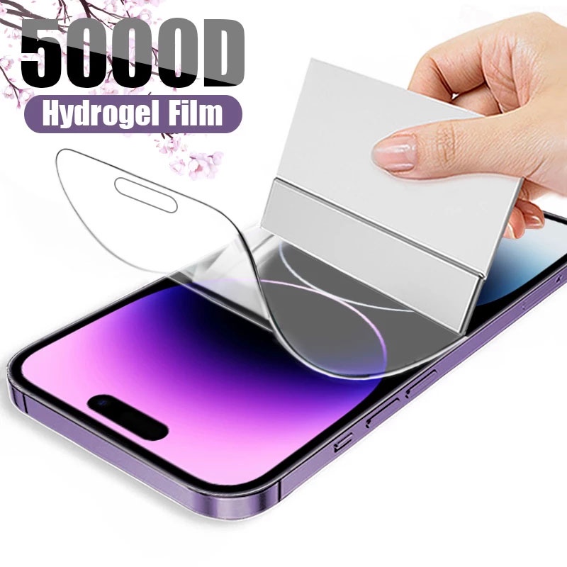 ฟิล์มกันรอยหน้าจอไฮโดรเจลแบบเต็มหน้าจอสําหรับ iPhone 16 15 14 13 12 11 Pro X Xs Max Xr 7 8 6 6s Plus 5 5s 5C SE SE2 SE3 2020 2022 4G 5G 2024