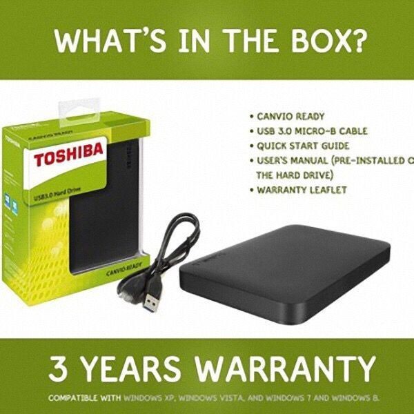 (3 YRS WARRANTY) TOSHIBA CANVIO READY / BASIC 1TB / 2TB /3TB / 4TB USB3.0 EXTERNAL HARD DISK (BLACK
