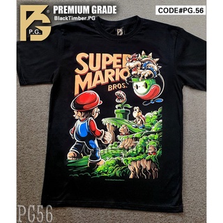 เสื้อยืดสีดำอินเทรนด์PG 56 Super Mario เสื้อยืด หนัง นักร้อง เสื้อดำ สกรีนลาย ผ้านุ่ม PG T SHIRT S M L XL XXLS M L   XL