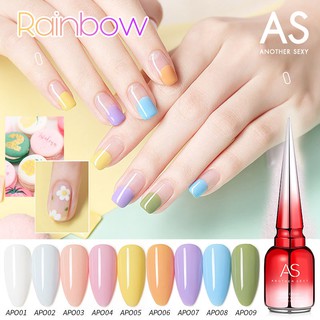 AS สีทาเล็บเจล Rainbow  โทนพาสเทล ขนาด 15 ml. รหัส APO (ขวดแดง) มีให้เลือก 9 เฉดสี ยาทาเล็บเจล คุณภาพสูง