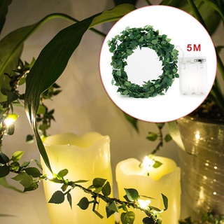 NICEDAY*String Light 5M Fairy Lights Fake Green Leaf 50LED Battery Powered 2020