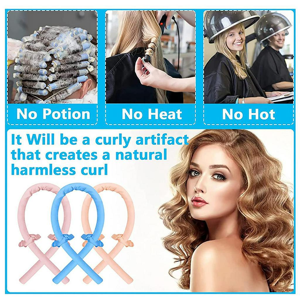 ที่คาดผมม้วนผมแบบไม่มีความร้อน | ไม่มีความร้อน ลูกกลิ้งเก็บขน | เครื่องม้วนผมขี้เกียจไหมสําหรับออกเดทและปาร์ตี้ - รูปที่ 7