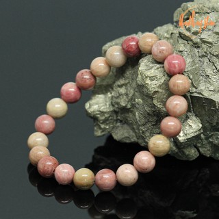 หินโรโดไนท์แท้ หินความรัก ขนาด 8 มิล Rhodonite กำไลหินมงคล หินแห่งความรัก หินสีชมพู