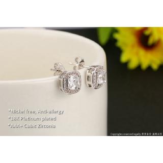 ZHOUYANG ออกแบบคลาสสิกสีเงินปริ๊นเซตัดบิ๊กสแควร์ Cubic Zirconia แต่งงาน ต่างหูแบบติดหู สำหรับผู้หญิง E847