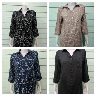 เสื้อคอปกผู้หญิงแขน 4 ส่วน ผ้าสปัน