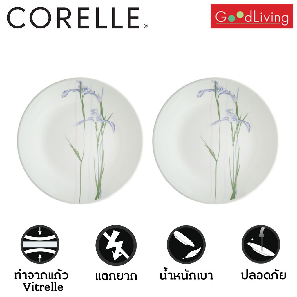 Corelle จานอาหาร ขนาด 10 (25.5 cm.) ลาย Shadow lris 2 ชิ้น /C-03-110-333-2