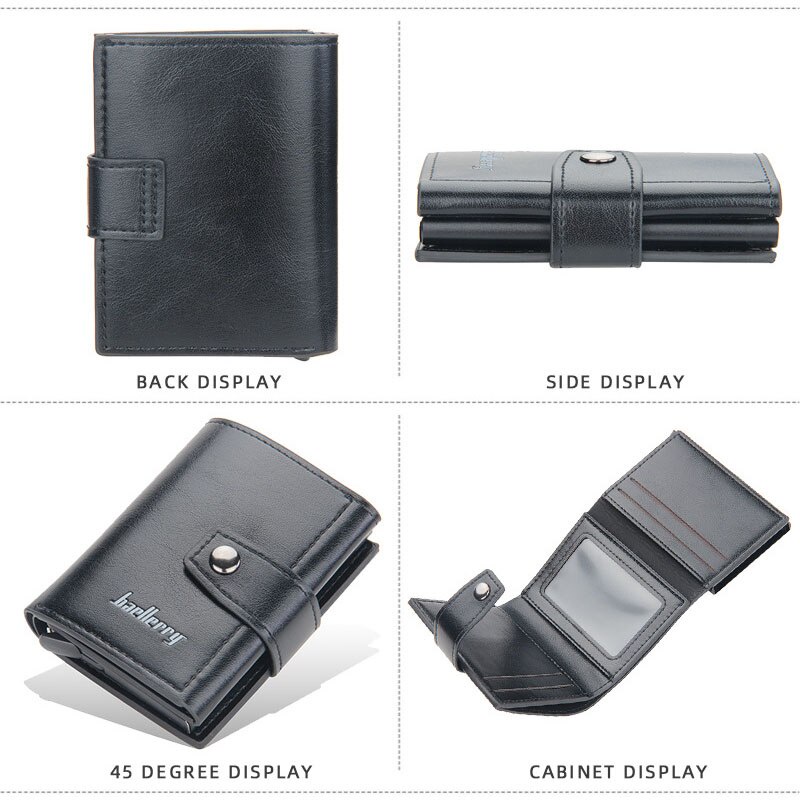 RFID Blocking Protection Men ID ผู้ถือบัตรเครดิตกระเป๋าสตางค์หนังโลหะอลูมิเนียม Business Bank Card Case CreditCard Cardholder