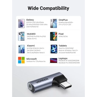 Ugreen อะแดปเตอร์ชิปเสียง USB Type C เป็น 3.5 มม. สําหรับ SAMSUNG S21+ SAMSUNG S10 Oneplue 8 Huawei P40 Surface Pro 7 Macbook Air 2020