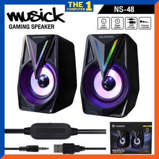 ลำโพงคอม NUBWO NS-48 MUSICK Gaming Speaker ลำโพง มีไฟ เชื่อมต่อผ่าน JACK 3.5mm + USB ระบบเสียง Stereo ใช้งานง่าย