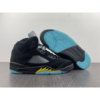 Air Jordan 5 "Aqua" รองเท้ากีฬา รองเท้าบาสเก็ตบอล สีดํา Aquatone-Taxi DD0587-047 TJRW