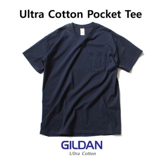 Gildan Ultra Cotton Pocket Tee สีกรม