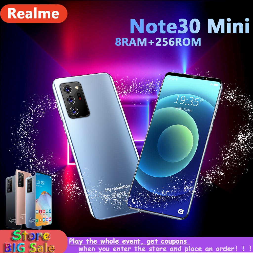 Realme ขายมือถือของแท้ใหม่เอี่ยม Note30 Mini 8+256GB ซิมการ์ดคู่สมาร์ทโฟน 5G โทรศัพท์ Android10.0 เรือจากประเทศไทย COD