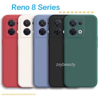 เคสโทรศัพท์มือถือ ยางซิลิโคนนิ่ม TPU ทรงสี่เหลี่ยม สีพื้น สําหรับ OPPO Reno 8 Pro Plus 5G 8Z Reno8 4G Reno8Pro 8Pro 8Pro+