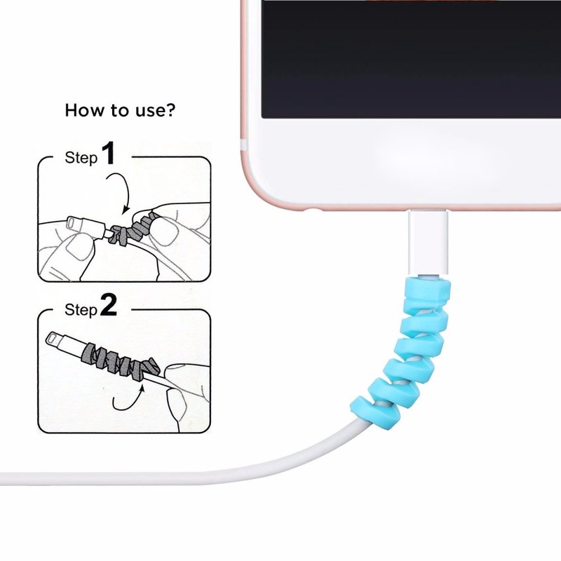 สายชาร์จสากลฝาครอบป้องกันสำหรับสายชาร์จ USB Android iPhone ฝาครอบป้องกันสายโทรศัพท์สายเคเบิลแขนป้องกัน - ภาพย่อย 3