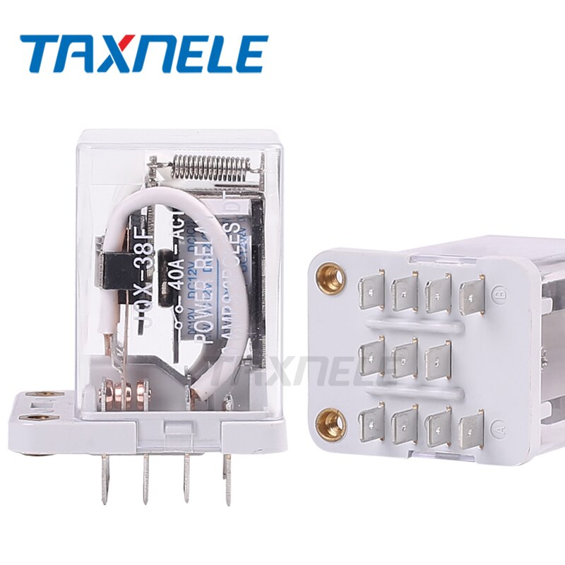 Jqx-38f 3Z 40A รีเลย์กําลังไฟ แม่เหล็กไฟฟ้า 11pin DC12V DC24V AC110V AC220V พร้อมฐาน