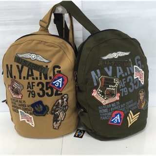 🎒กระเป๋าสะพาย crossbody U.S. Army ผ้าดิบปักอาร์ม สายสะพายเฉียง