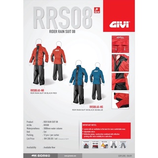 Givi RIANCOAT ชุดกันฝน RRS08 BAJU HUJAN 2022 สีแดง สีฟ้า