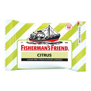 ฟิชเชอร์แมนส์ เฟรนด์ ลูกอมซูการ์ฟรีกลิ่นซิตรัส 25กรัม Fishermans Friend Sugar Free Citrus Flavor Candy 25g.