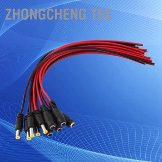 Zhongcheng Tec 12V กล้องวงจรปิดรักษาความปลอดภัย Dc Male And Female 10 ชิ้นสีดําสีแดง