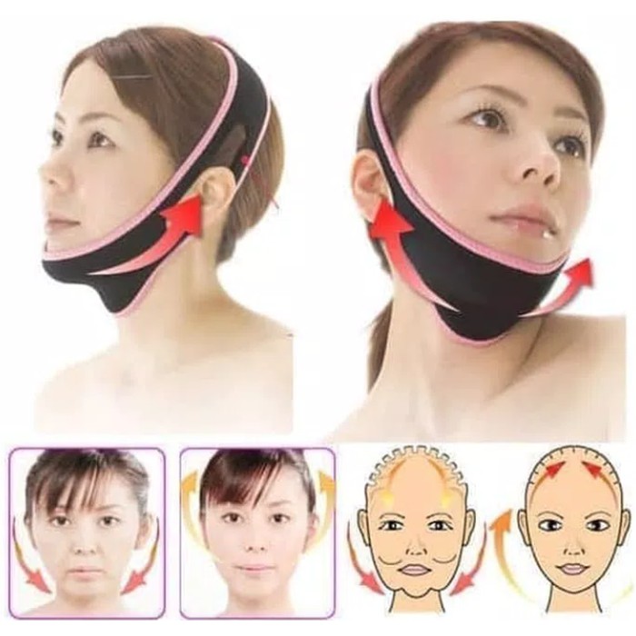V SHAPE OVAL FACE SLIMMING LIFT BELT - FACE SLIMMING BELT - สีดํา