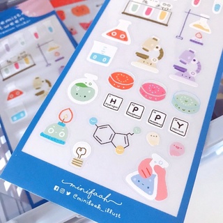 MINIFAAH - PET Sticker สติ๊กเกอร์จิ๋ว ลายวิทยาศาสต์ เคมี ห้องแลป ห้องทดลอง