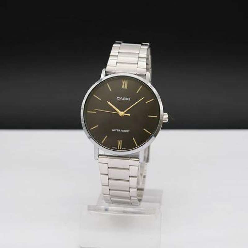 Win Watch shop นาฬิกา Casio รุ่น MTPVT01D1B นาฬิกาผู้ชาย สายแสตนเลส หน้าปัดดำ (รุ่นใหม่ล่าสุด) ประกั