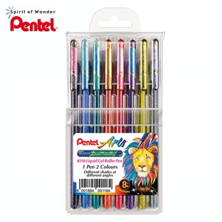 Pentel ปากกาไฮบริดเจล เพนเทล Hybrid Gel Dual Metallic 1.0mm (แพ็ค 8 ด้าม) K110-8T