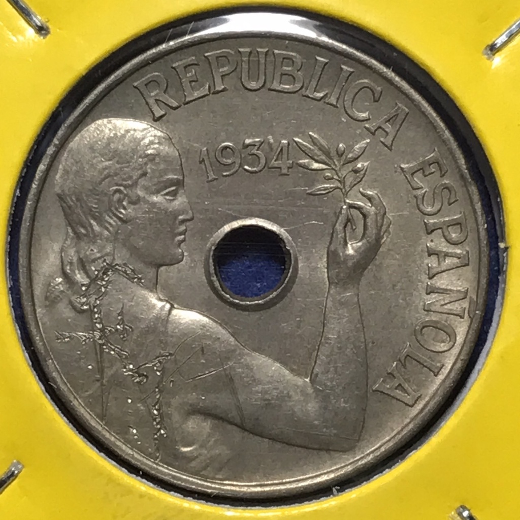 No.60825 ปี1934 สเปน 25 CENTIMOS เหรียญสะสม เหรียญต่างประเทศ เหรียญเก่า หายาก ราคาถูก