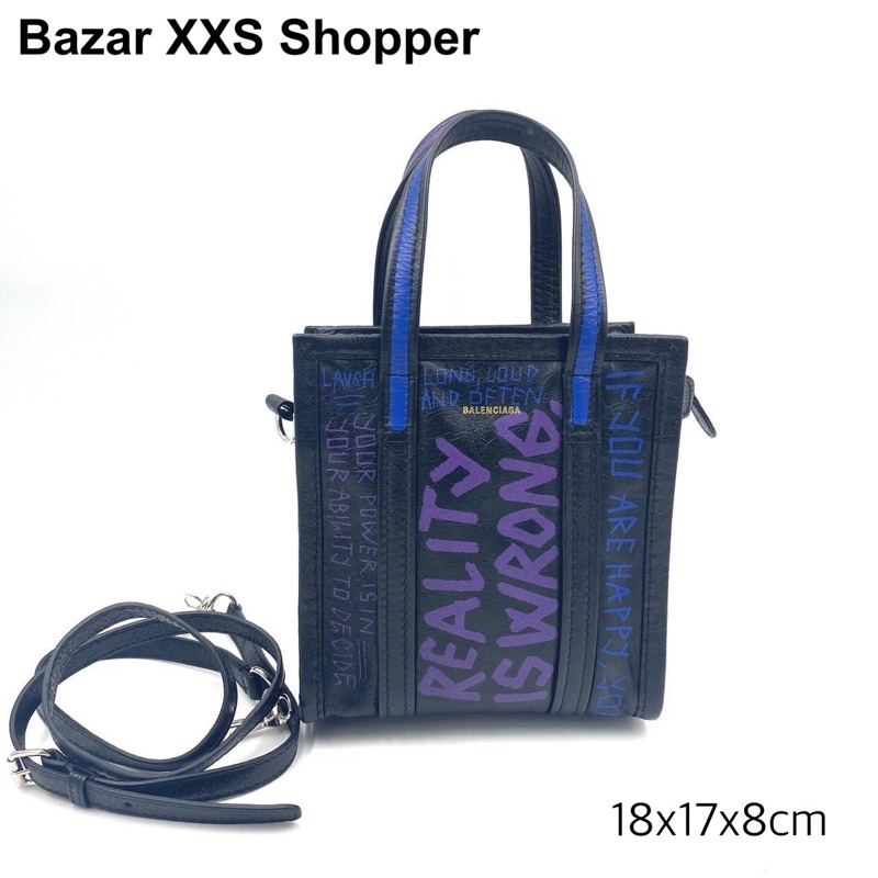 Balenciaga Bazar Shopper size XXS Graffiti กระเป๋า บาเลนเซียก้า ของแท้ ส่งฟรี EMS ทั้งร้าน