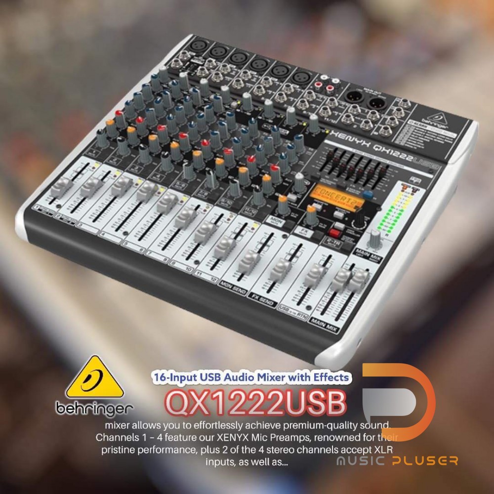 Behringer XENYX QX1222USB มิกเซอร์ แบบอนาล็อค 16-Input 2/2-Bus Mixer with XENYX Mic Preamps พร้อมKLA