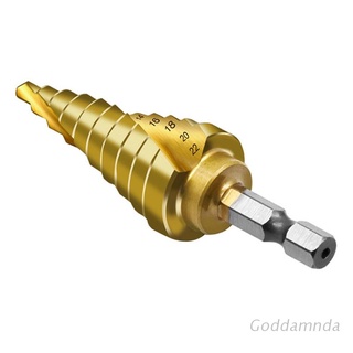 GODD  4-22mm Titanium Coated Spiral Slot 4241 Hexagon Shank Pagoda Drill Step Drill