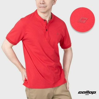 GALLOP : เสื้อยืดคอกระดุม T-SHIRT (Henley neck)  รุ่น GP9066 สี Hot Red