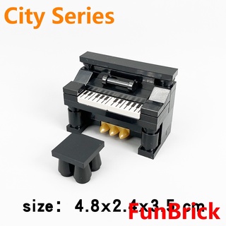 [Funbrick] Upright Piano Minifigures ตัวต่อที่มีชื่อเสียง Moc โมเดลเฟอร์นิเจอร์ซิตี้ขนาดมินิของเล่นสําหรับเด็ก