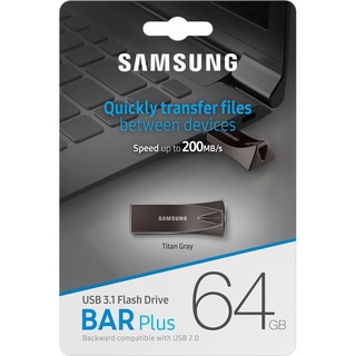 Samsung 64GB USB 3.1 Gen 1 BAR Plus Flash Drive (Black) - Max. Read Speed: 200MB/s