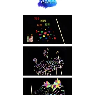 เซ็ตกระดาษขุด50แผ่น 32k ดำ 13*19 ซม ขุดสีรุ้ง ไม้บรรทัดวาดรูป