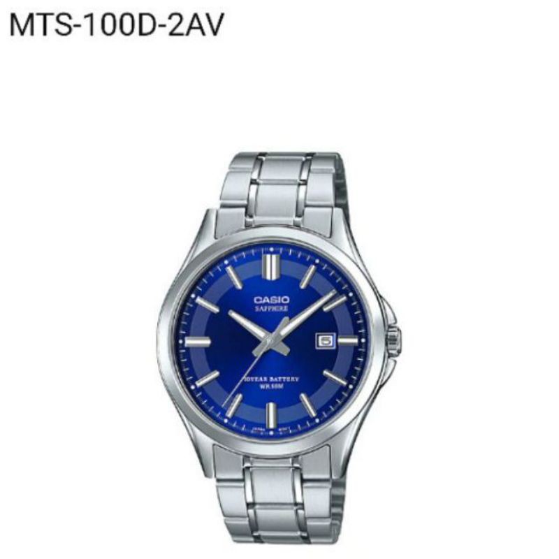 Casio นาฬิกาข้อมือผู้ชาย สายสแตนเลส รุ่น MTS-100D-1AVDF, MTS-100D-2AVDF
