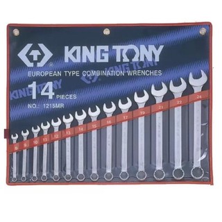 KingTony เครื่องมือช่าง ประแจแหวนข้างปากตาย ชุด 14 ชิ้น ขนาด 8 - 24มม. รุ่น 1215MR#703