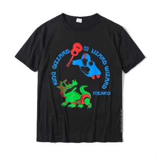 เสื้อยืดครอปเสื้อยืด ผ้าฝ้าย 100% พิมพ์ลาย King Funny Gizzard The Lizard Wizard สําหรับผู้ชายS-5XL