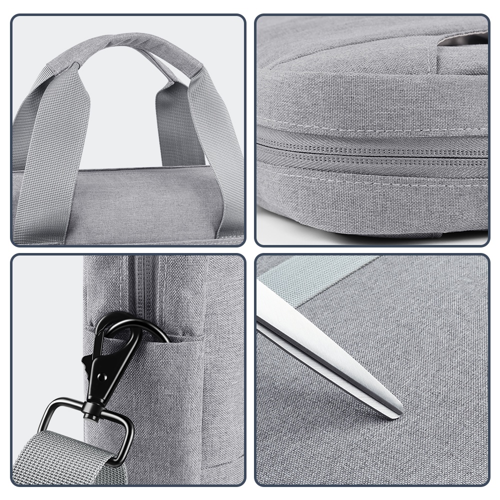 BUBM 15.6" Laptop Bag Multiple Pockets Scratch Resistant Fabric Trolley Strap Design Handheld/Shoulder