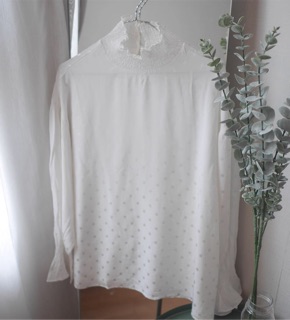 Polka white blouse..