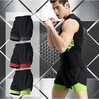 กางเกงออกกำลังกายขาสั้น วิ่ง/ฟิตเนส มีซับด้านใน Running Shorts 2IN1 Doubel Layer