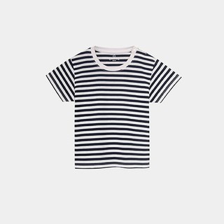 LITTLE KOOS เสื้อยืดเด็กคอกลมแขนสั้น ลายทางเล็ก รุ่น Breton Stripe *100% Combed Cotton* 2-5ขวบ